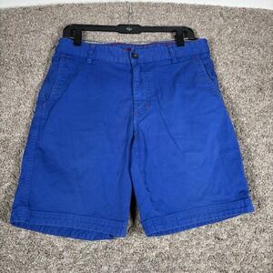Robert Graham Shorts Mens 32 Blue Classic Fit Stretch Casual Chino Flat Front